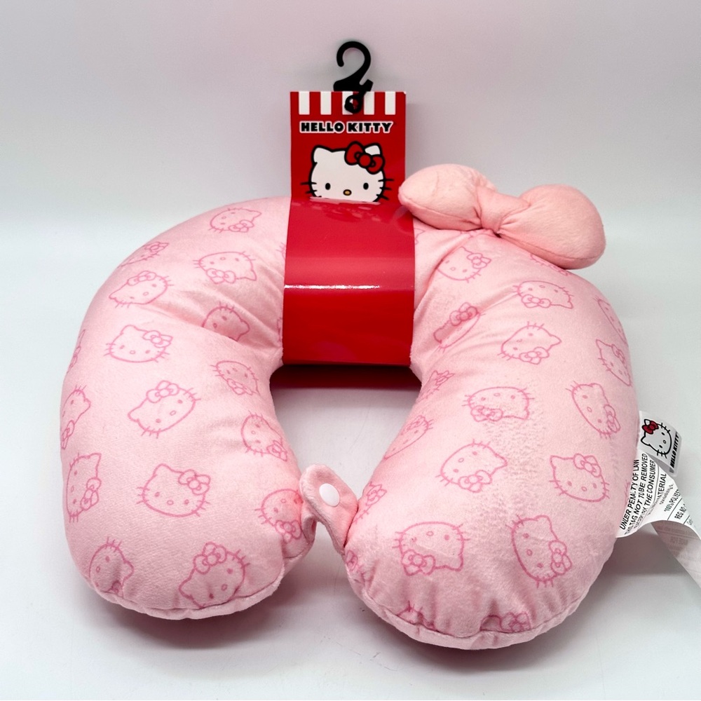 Sanrio Hello Kitty Ful Travel Neck Pillow with Pink Hello Kitty Bow